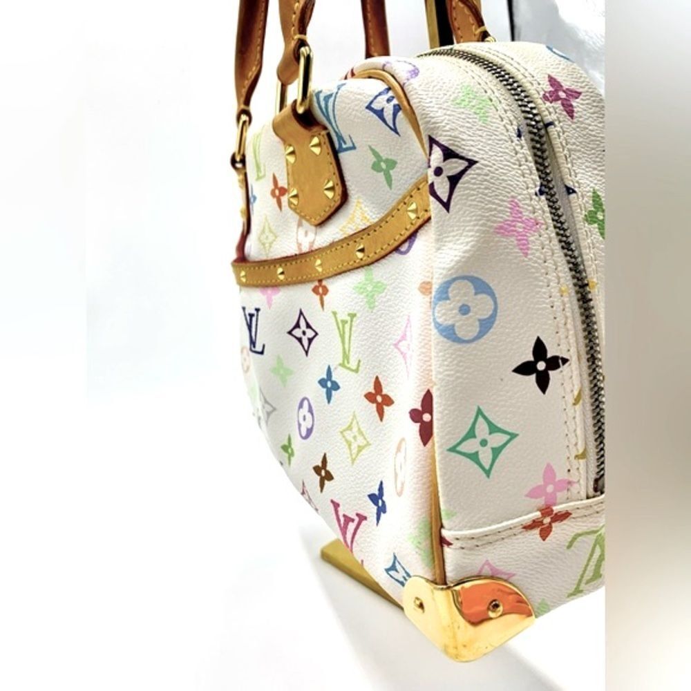 Louis Vuitton Trouville Murakami Multicolor White Monogram LV Handbag Auth - Picture 7 of 16